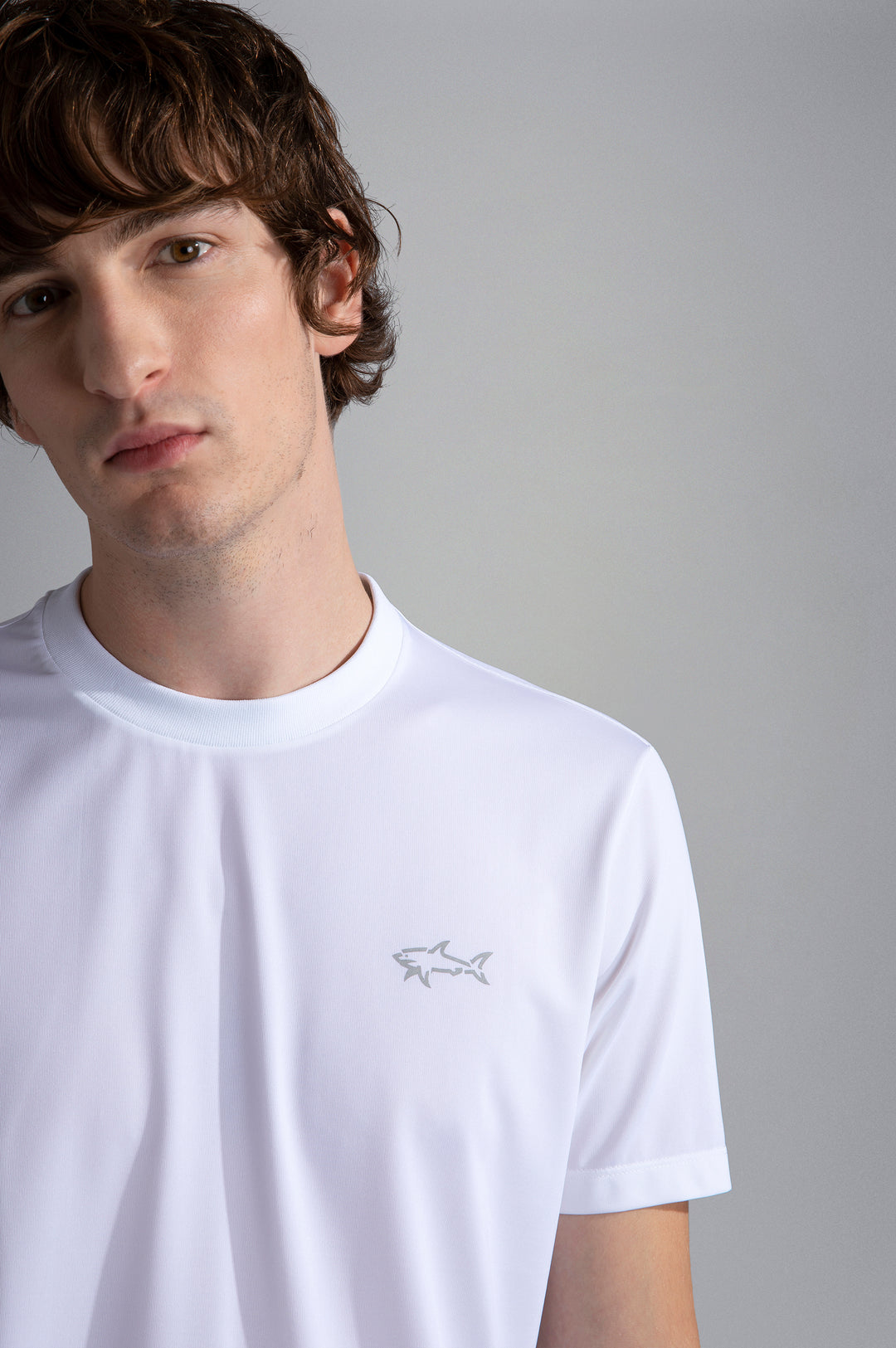 Paul & Shark Seaqual® Yarn T-shirt with Shark and Save the Sea Print | White