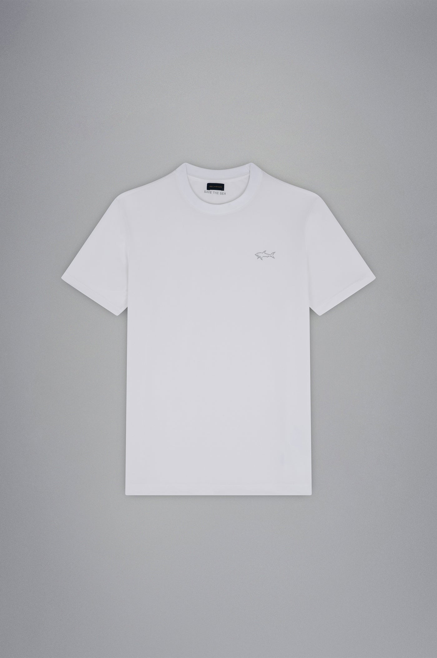 Paul & Shark Seaqual® Yarn T-shirt with Shark and Save the Sea Print | White