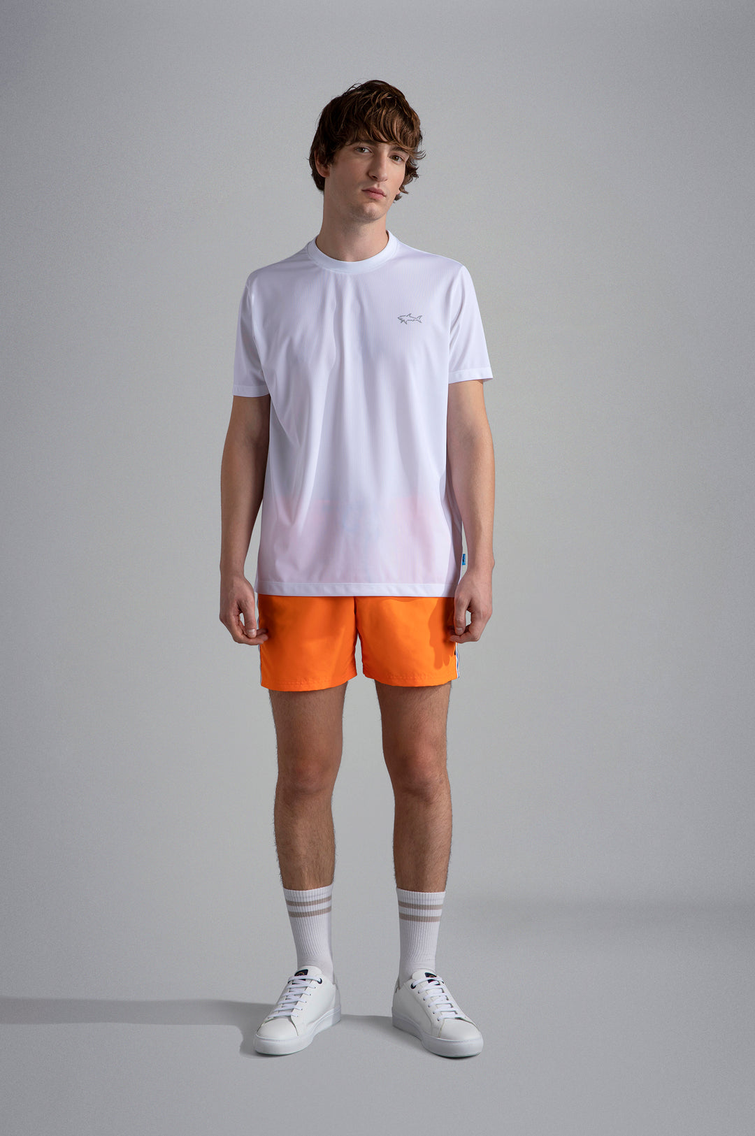 Paul & Shark Seaqual® Yarn T-shirt with Shark and Save the Sea Print | White