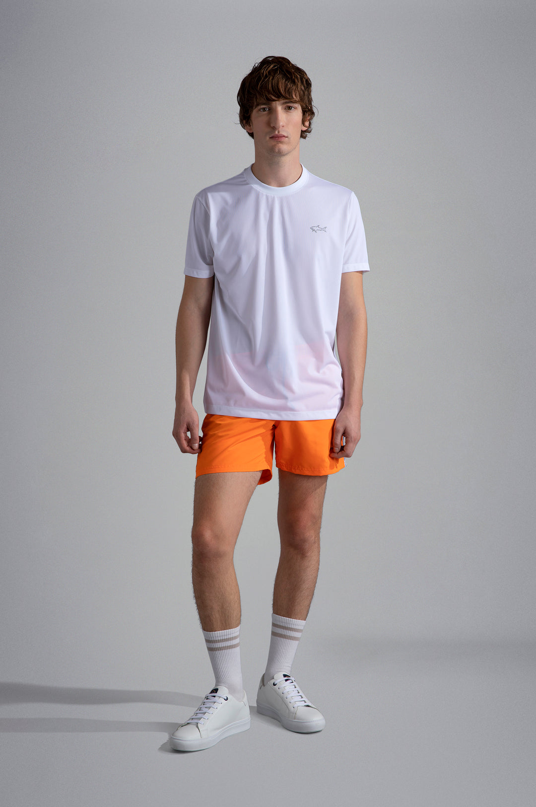 Paul & Shark Seaqual® Yarn T-shirt with Shark and Save the Sea Print | White