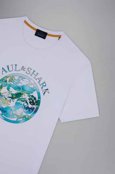 Paul & Shark Paul & Shark Cotton T-shirt with Year of the Dragon Print | White