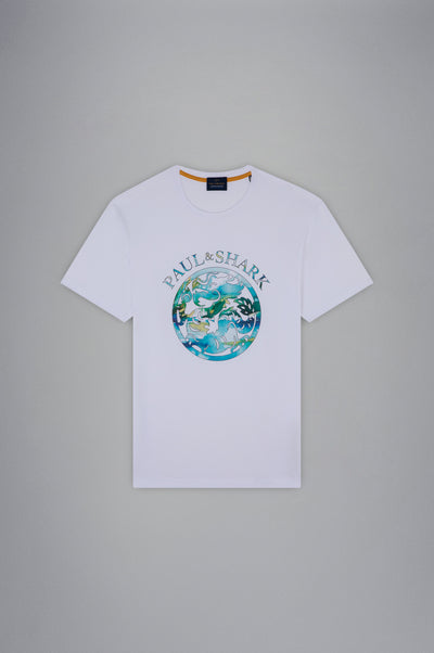 Paul & Shark Paul & Shark Cotton T-shirt with Year of the Dragon Print | White