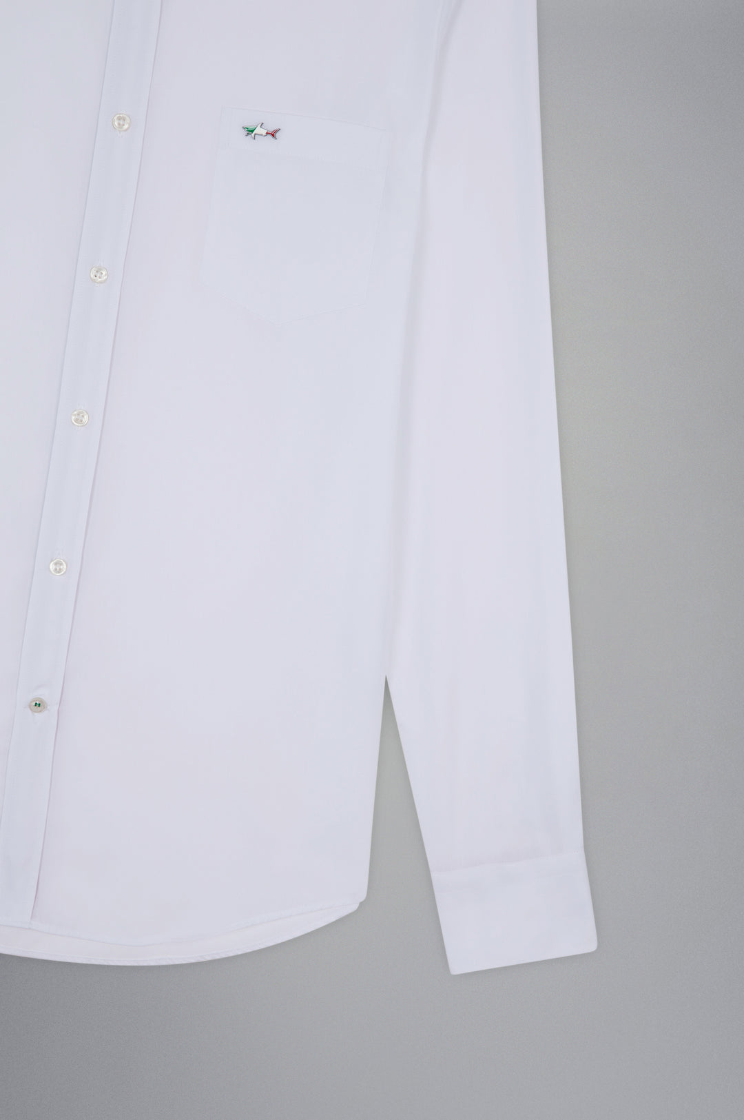 Paul & Shark Cotton Poplin Shirt with Metallic Shark | White