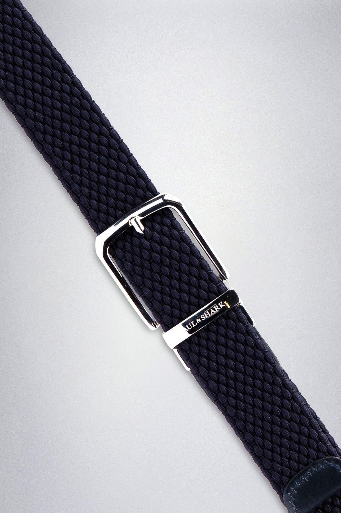 Paul & Shark Leather Trimmed Woven Elastic Belt | Light Blue/Navy