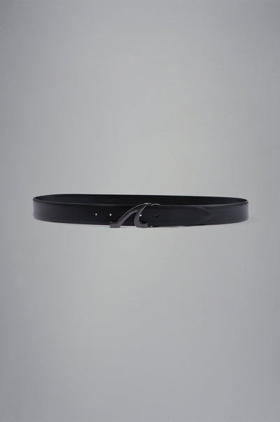 Paul & Shark Leather Belt with Fin Buckle | Black