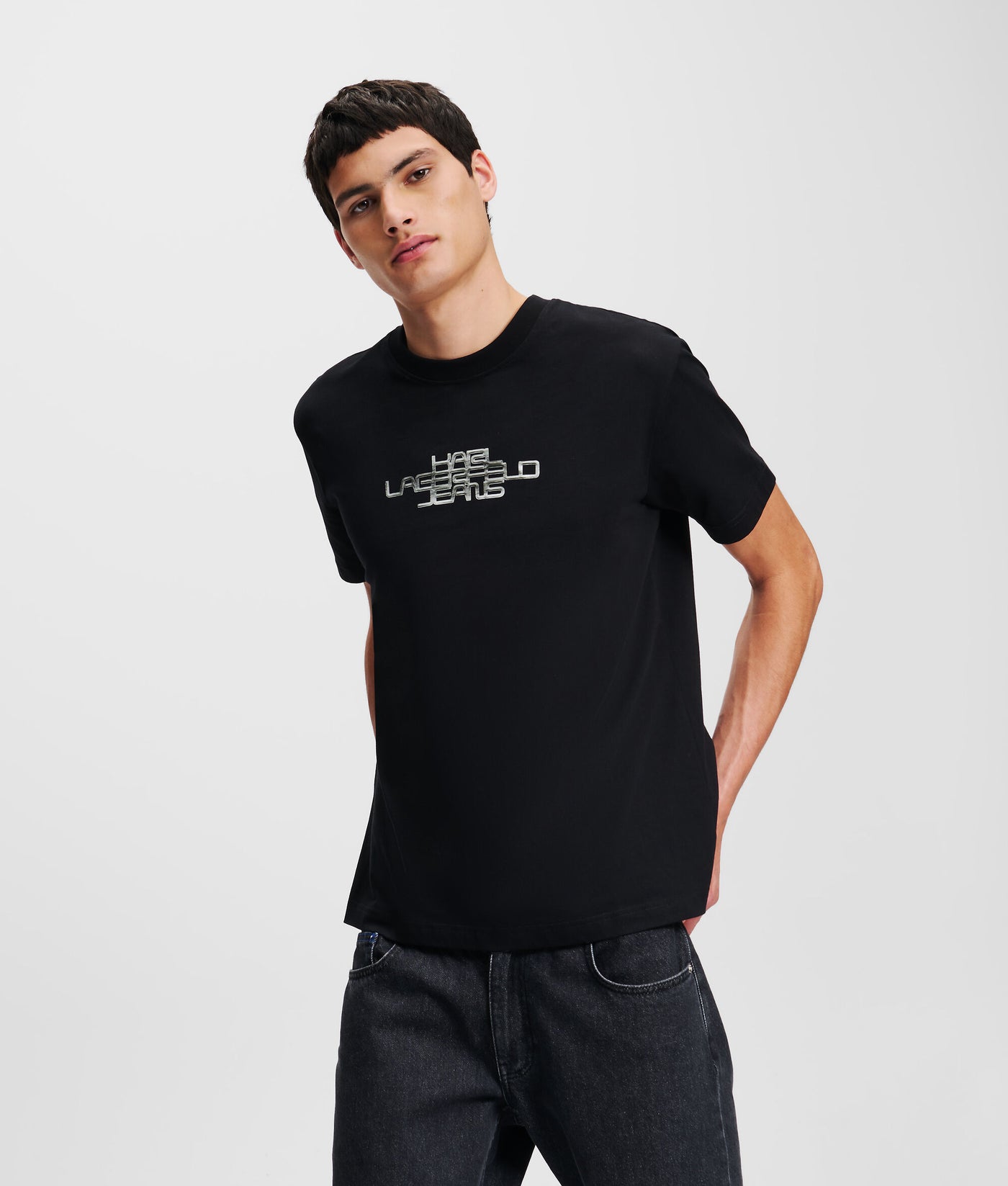 Karl Lagerfeld Foil Logo Regular Fit T-shirt | Black