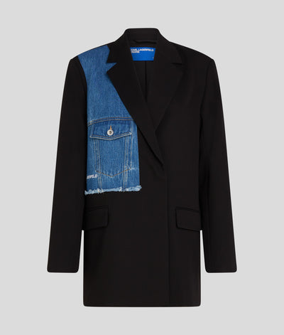 Karl Lagerfeld Fabric Mix Blazer | Black/Blue