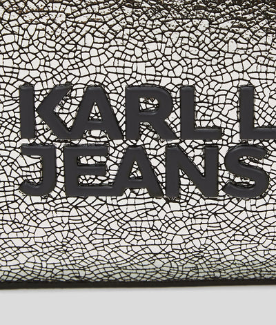 Karl Lagerfeld Logo Metallic Shoulder Bag | Silver