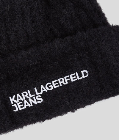 Karl Lagerfeld Furry Logo Beanie | Black