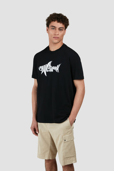 Paul & Shark Printed Shark Cotton Jersey T-shirt | Black