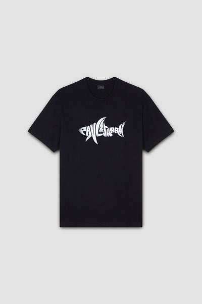 Paul & Shark Printed Shark Cotton Jersey T-shirt | Black