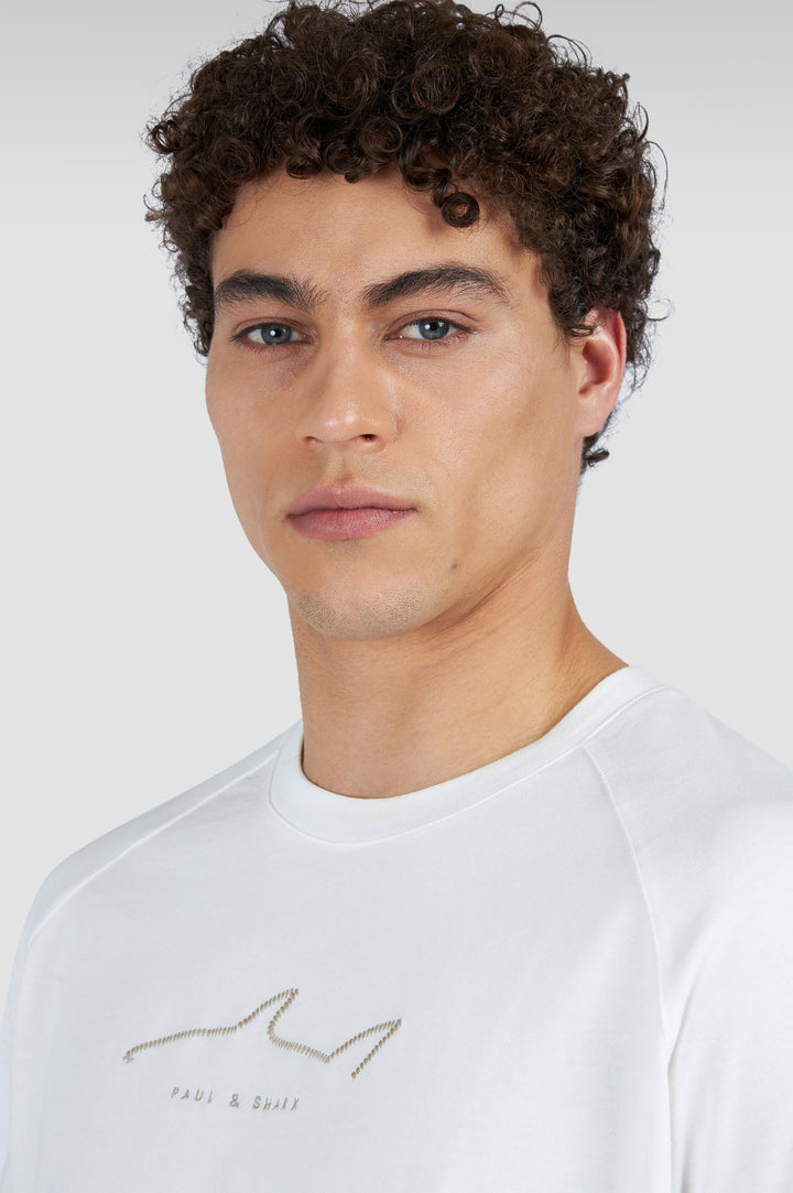 Paul & Shark Embroidered Fin Cotton Jersey T-shirt | Cream