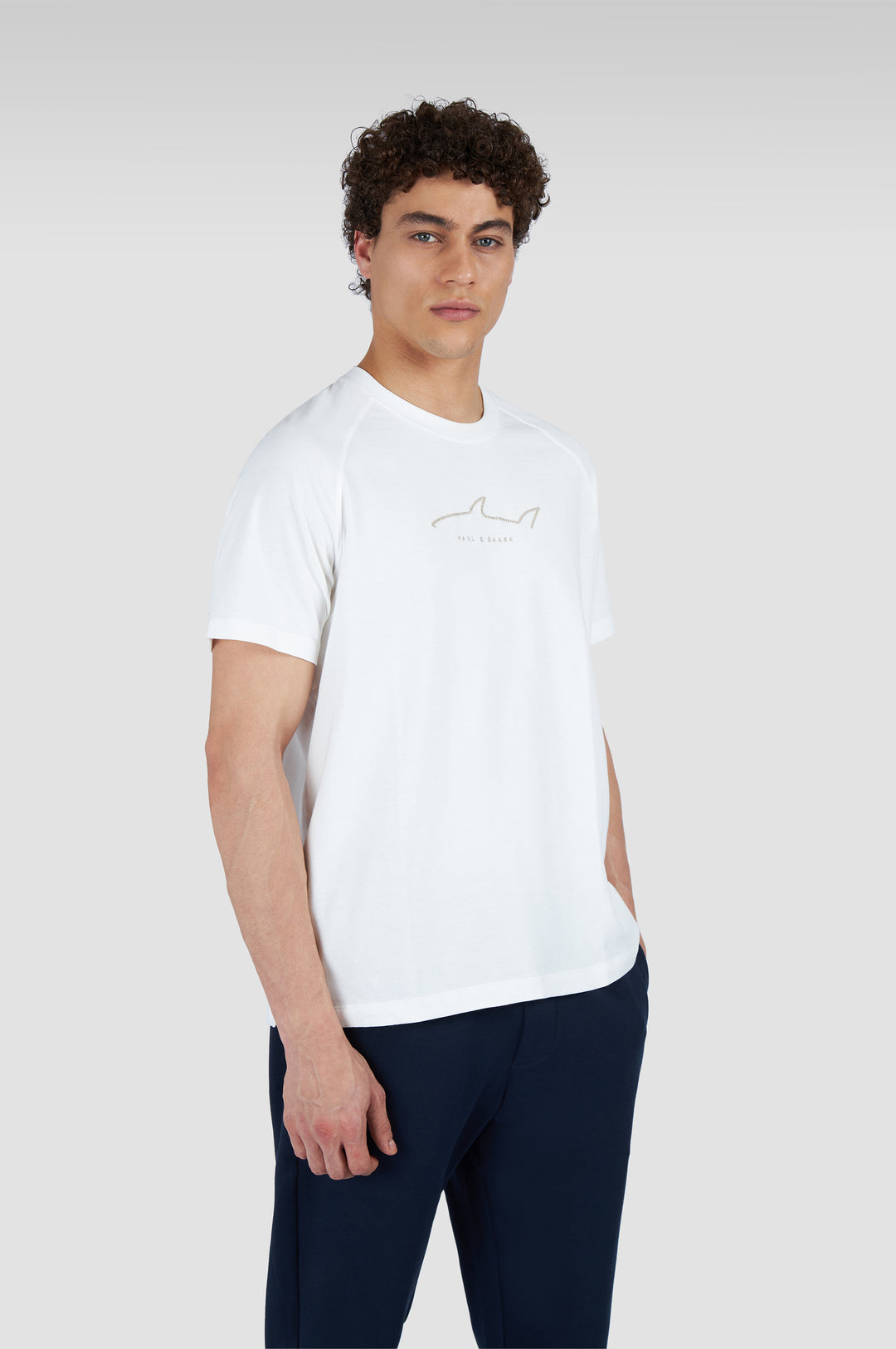 Paul & Shark Embroidered Fin Cotton Jersey T-shirt | Cream