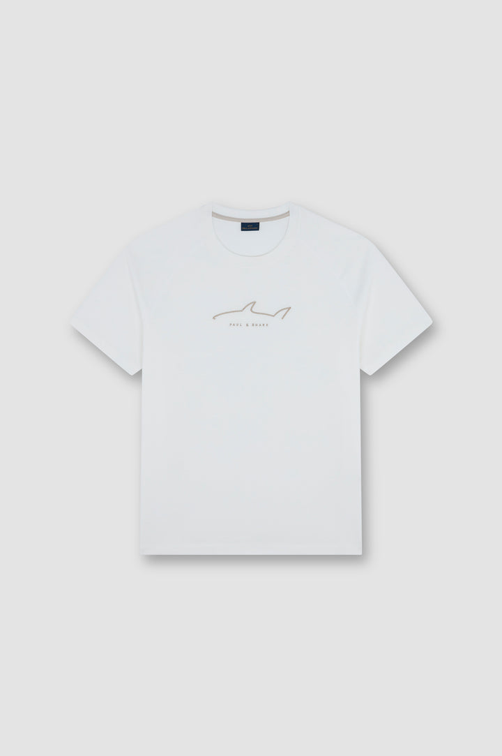 Paul & Shark Embroidered Fin Cotton Jersey T-shirt | Cream