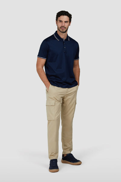 Paul & Shark Double Mercerised Jersey Cotton Polo Shirt | Navy