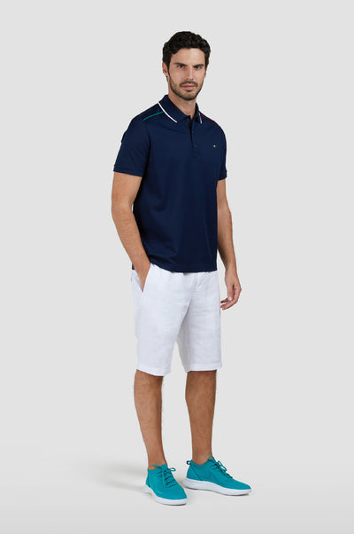 Paul & Shark Fine Piqué Cotton Polo Shirt with Metal Shark | Navy