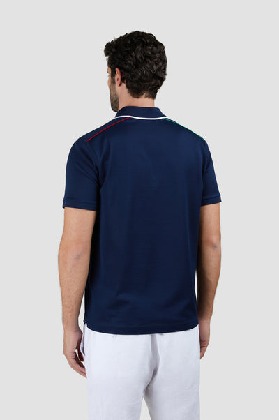 Paul & Shark Fine Piqué Cotton Polo Shirt with Metal Shark | Navy