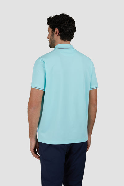 Paul & Shark Printed Shark Seaqual® Yarn Polo Shirt | Turquoise