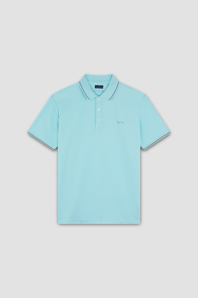 Paul & Shark Printed Shark Seaqual® Yarn Polo Shirt | Turquoise