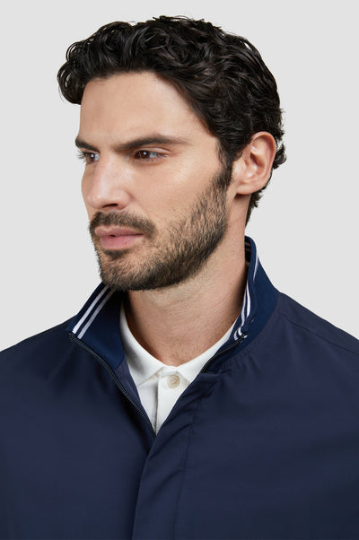 Paul & Shark Typhoon® RE 4x4 Stretch Bomber with Striped Trims | Navy