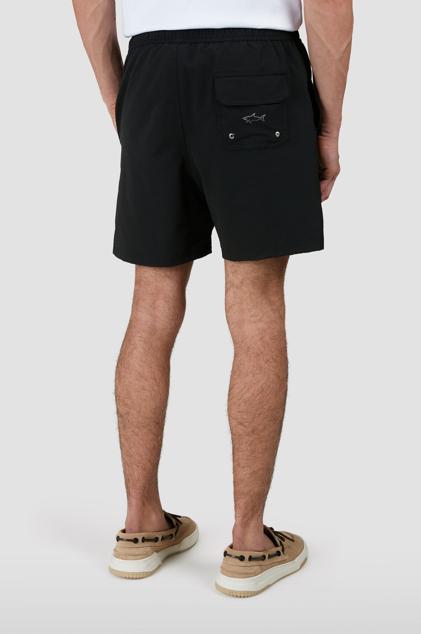 Paul & Shark Swim Shorts with Reflective Shark | Black