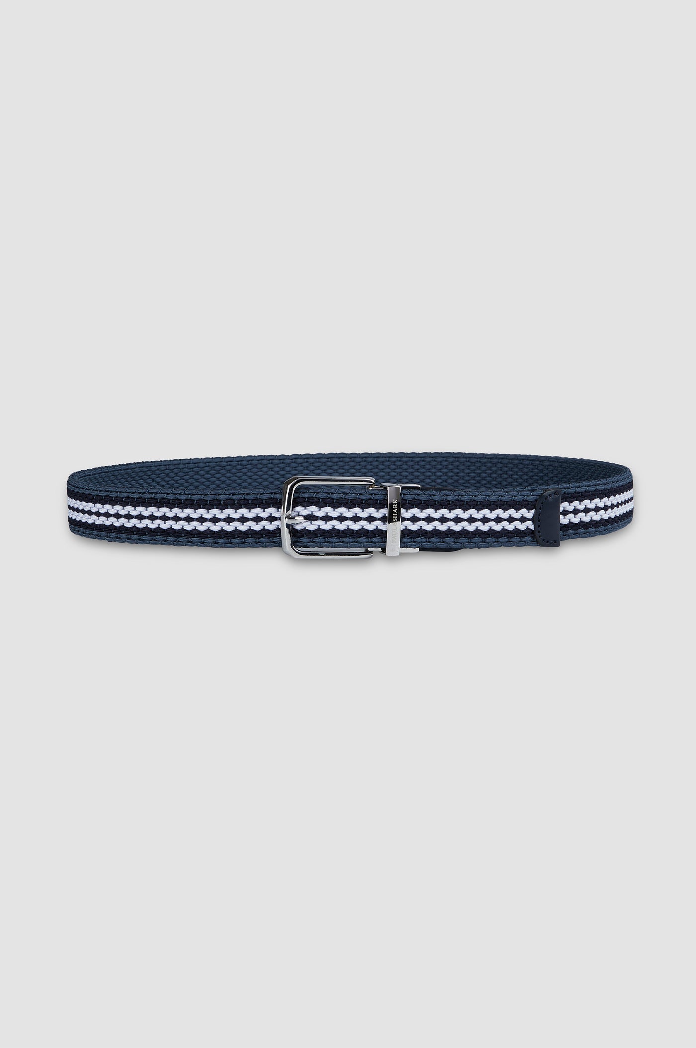 Paul & Shark Leather Elastic Striped Belt | Navy