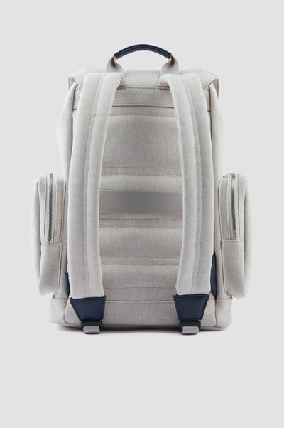 Paul & Shark Canvas Backpack with Leather Trim | Beige