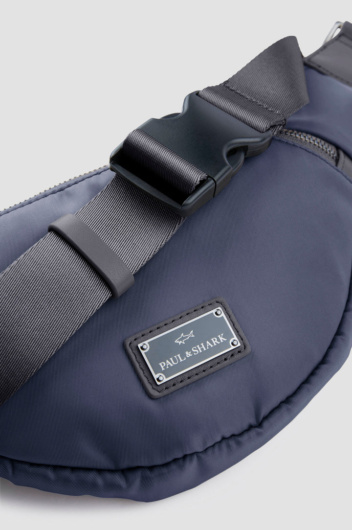 Paul & Shark Nylon Shoulder Bag with Leather Trim | Navy