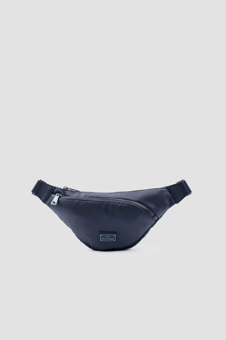 Paul & Shark Nylon Shoulder Bag with Leather Trim | Navy
