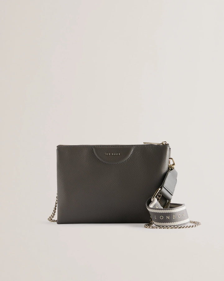 Ted Baker Esille Branded Webbing Crossbody Leather Bag | Mid Grey