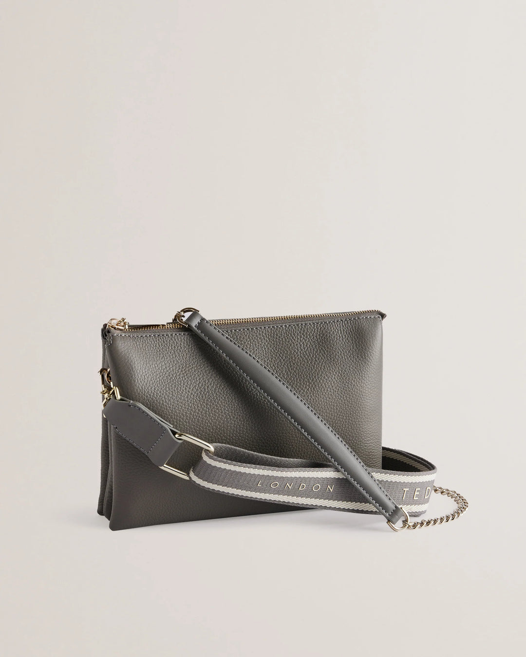 Ted Baker Esille Branded Webbing Crossbody Leather Bag | Mid Grey