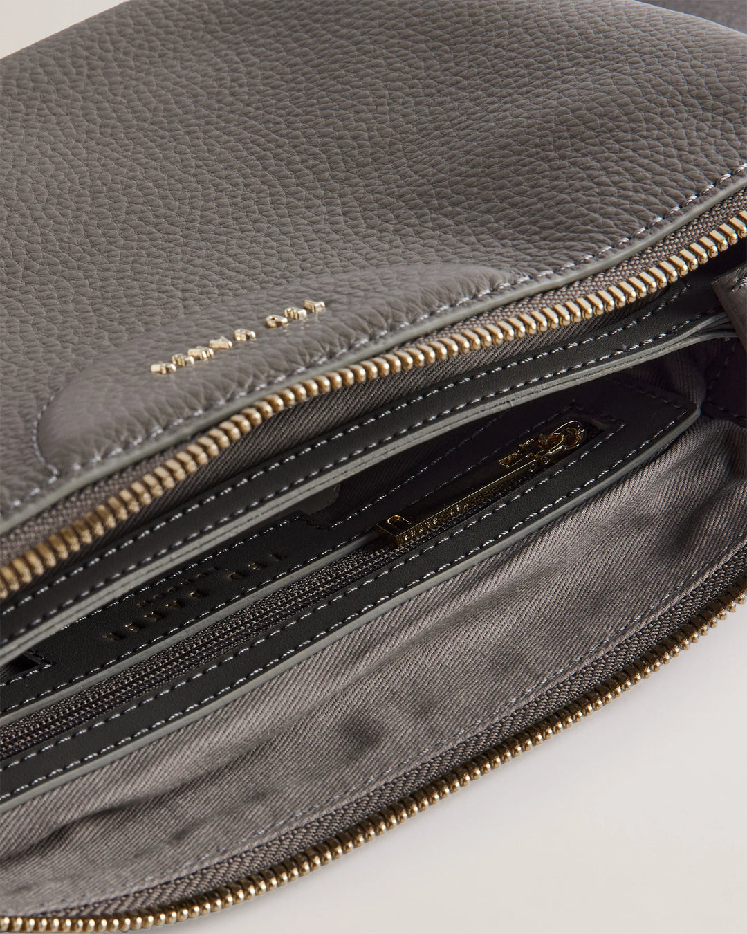 Ted Baker Esille Branded Webbing Crossbody Leather Bag | Mid Grey