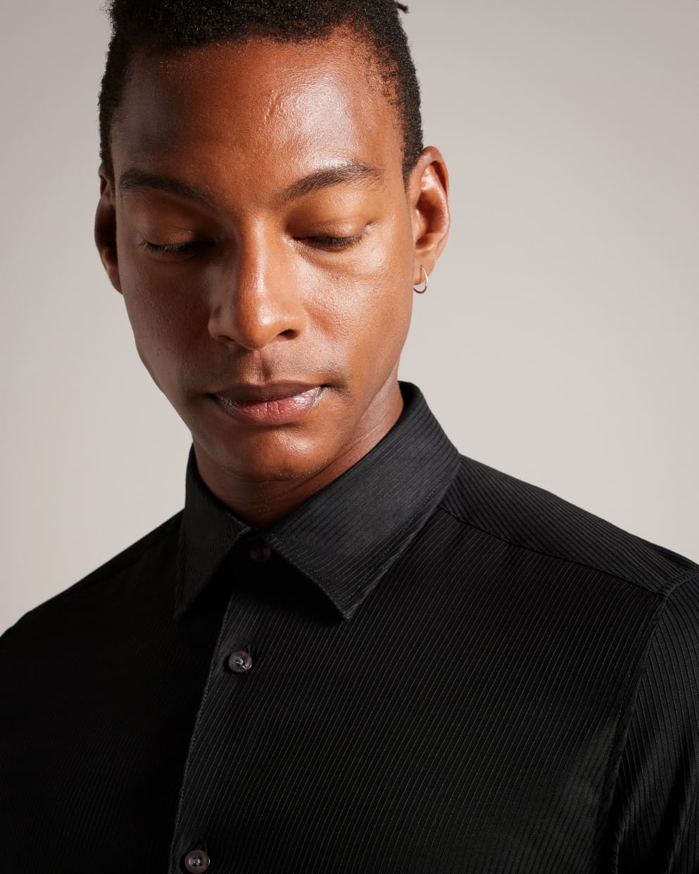 Ted Baker Lecce Long Sleeve Textured Stripe Shirt | Black