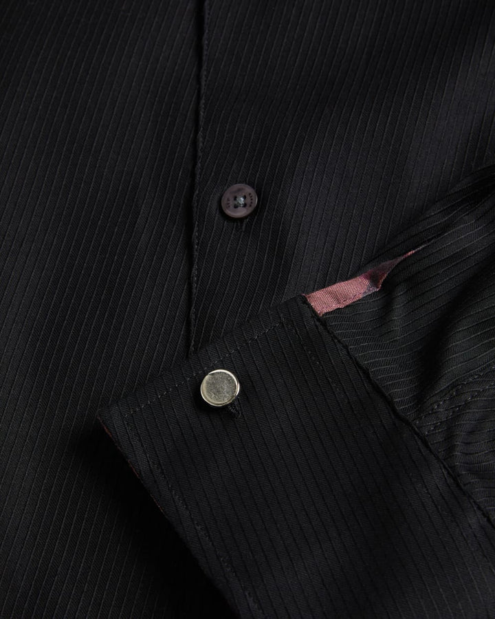 Ted Baker Lecce Long Sleeve Textured Stripe Shirt | Black