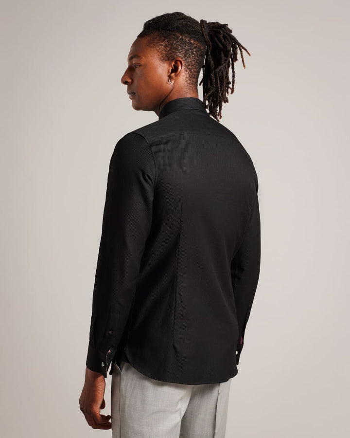 Ted Baker Lecce Long Sleeve Textured Stripe Shirt | Black