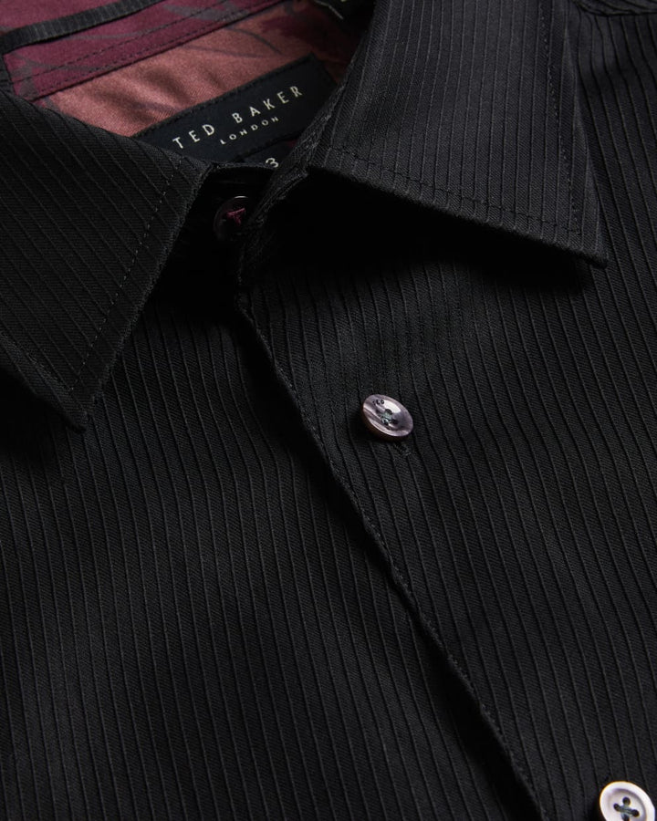 Ted Baker Lecce Long Sleeve Textured Stripe Shirt | Black
