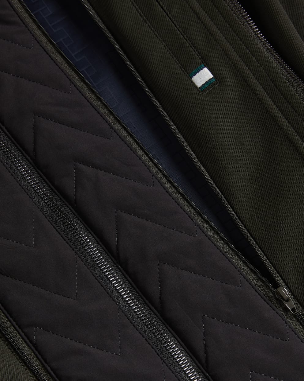 Ted Baker Erolson Longline Funnel Neck Coat | Dark Green