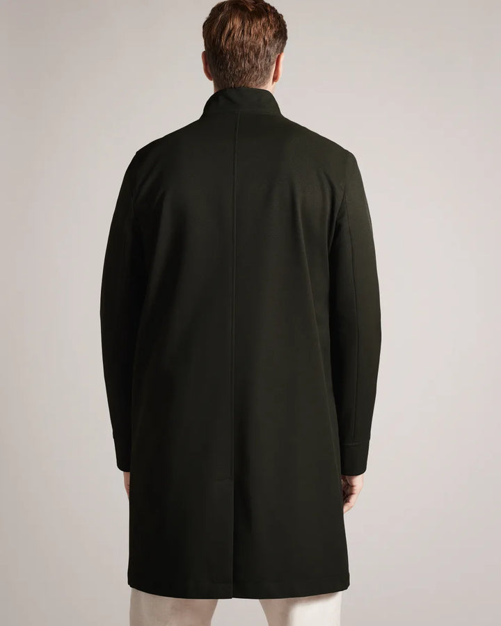 Ted Baker Erolson Longline Funnel Neck Coat | Dark Green