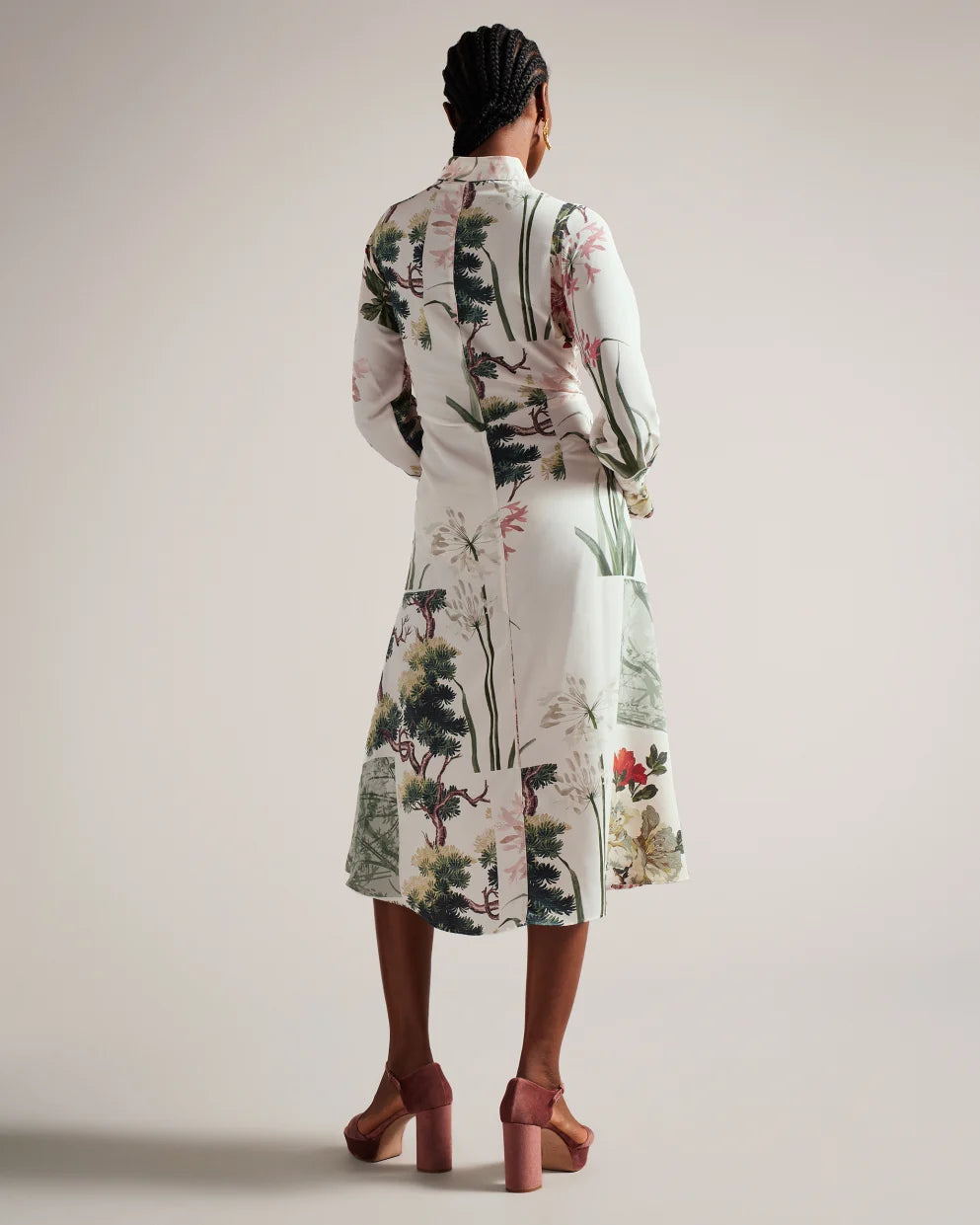 Ted Baker Ttayla Floral Collage Print Midi Shirt Dress | Ivory