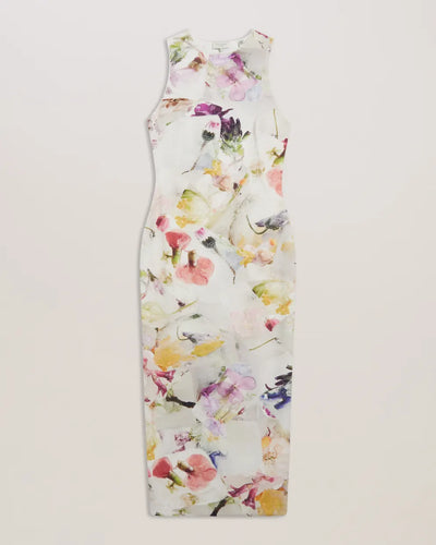 Ted Baker Lilyha Floral Scuba Bodycon Midi Dress | White