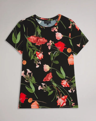 Ted Baker Treyya Printed Fitted T-Shirt | Black
