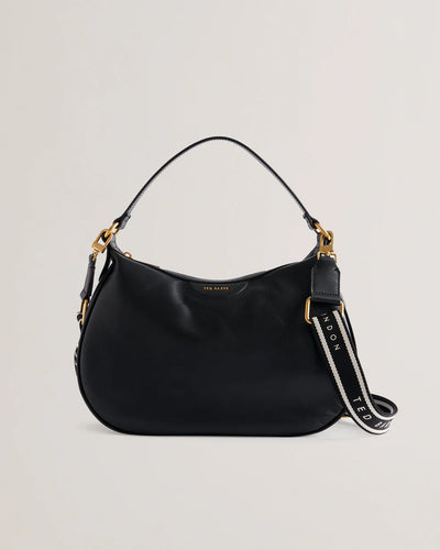 Ted Baker Esiah Webbing Slouchy Leather Hobo Bag | Black