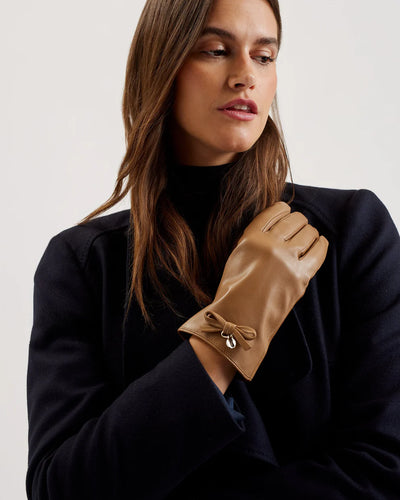 Ted Baker Bow Detail Leather Women's Gloves | Camel