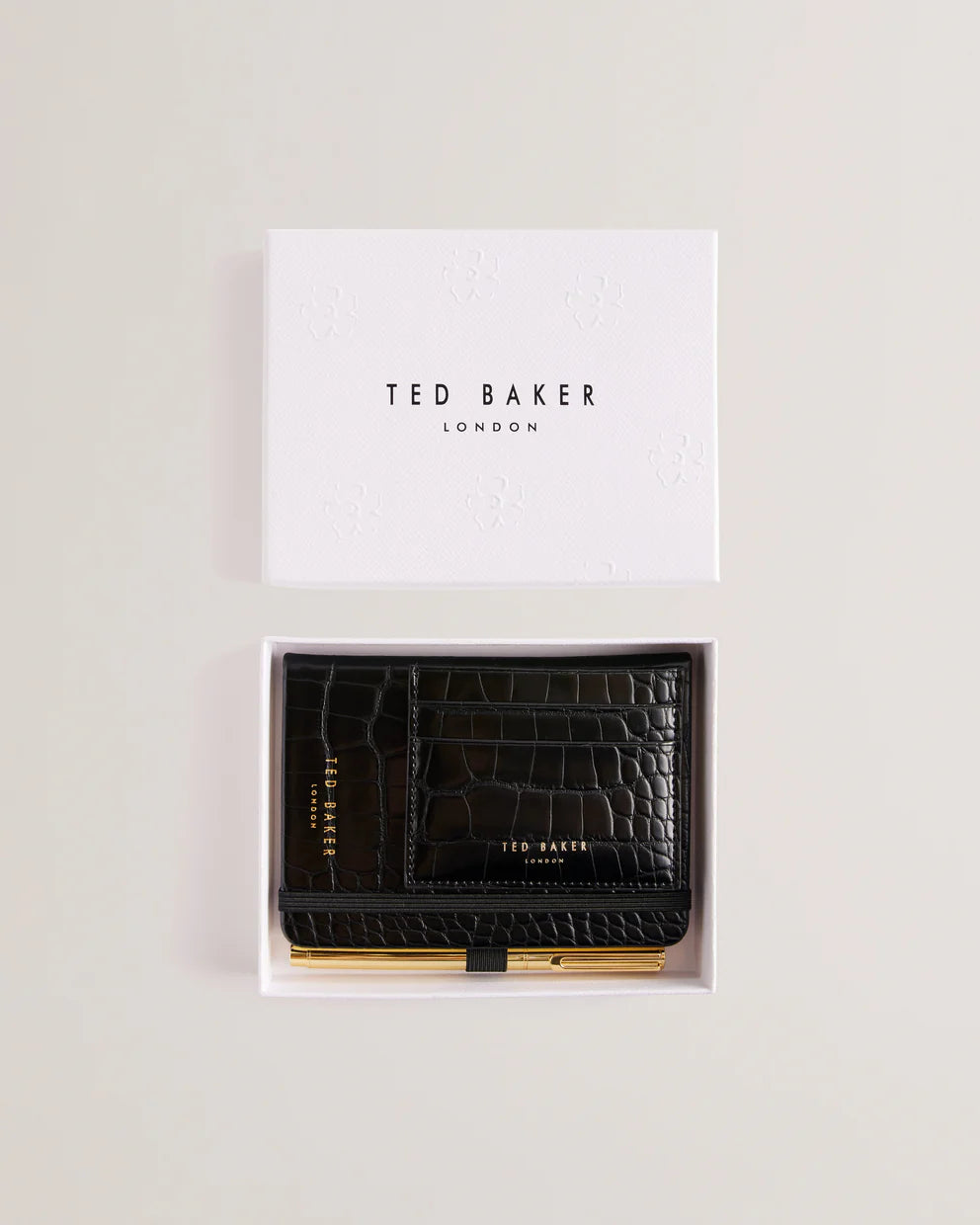 Ted Baker Peryyy Croc Effect A6 Notebook+Cardholder | Black