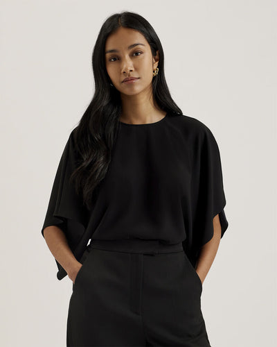 Ted Baker Cherika Bat Wing Sleeve Top | Black