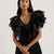 Ted Baker Calonda Oversized Ruffle V Neck Top | Black