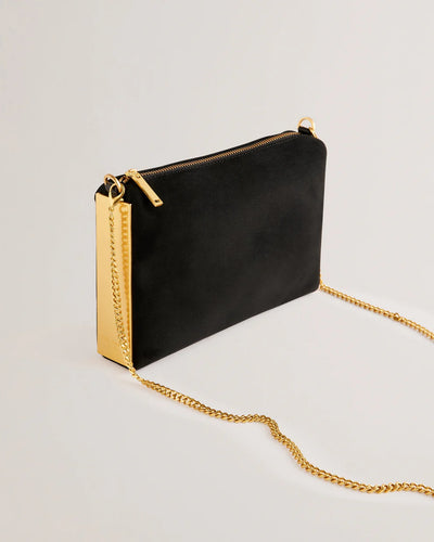 Ted Baker Jeiner Bar Detail Suede Crossbody Clutch Bag | Black