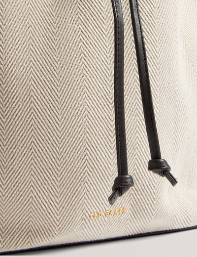 Ted Baker Tashah Belt Detail Canvas Herringbone Bag | Brown Chocolate