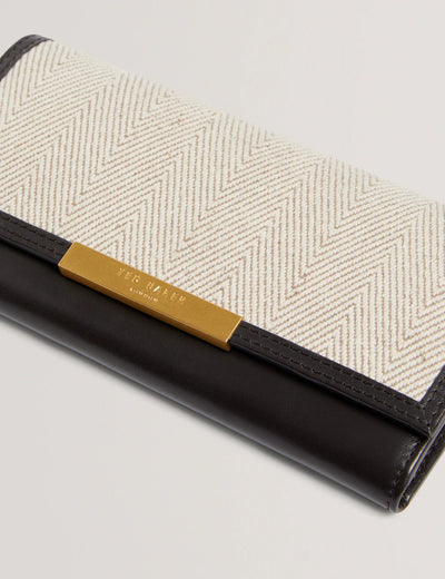Ted Baker Tasmal Herringbone Canvas Large Detail Purse | Brown Chocolate