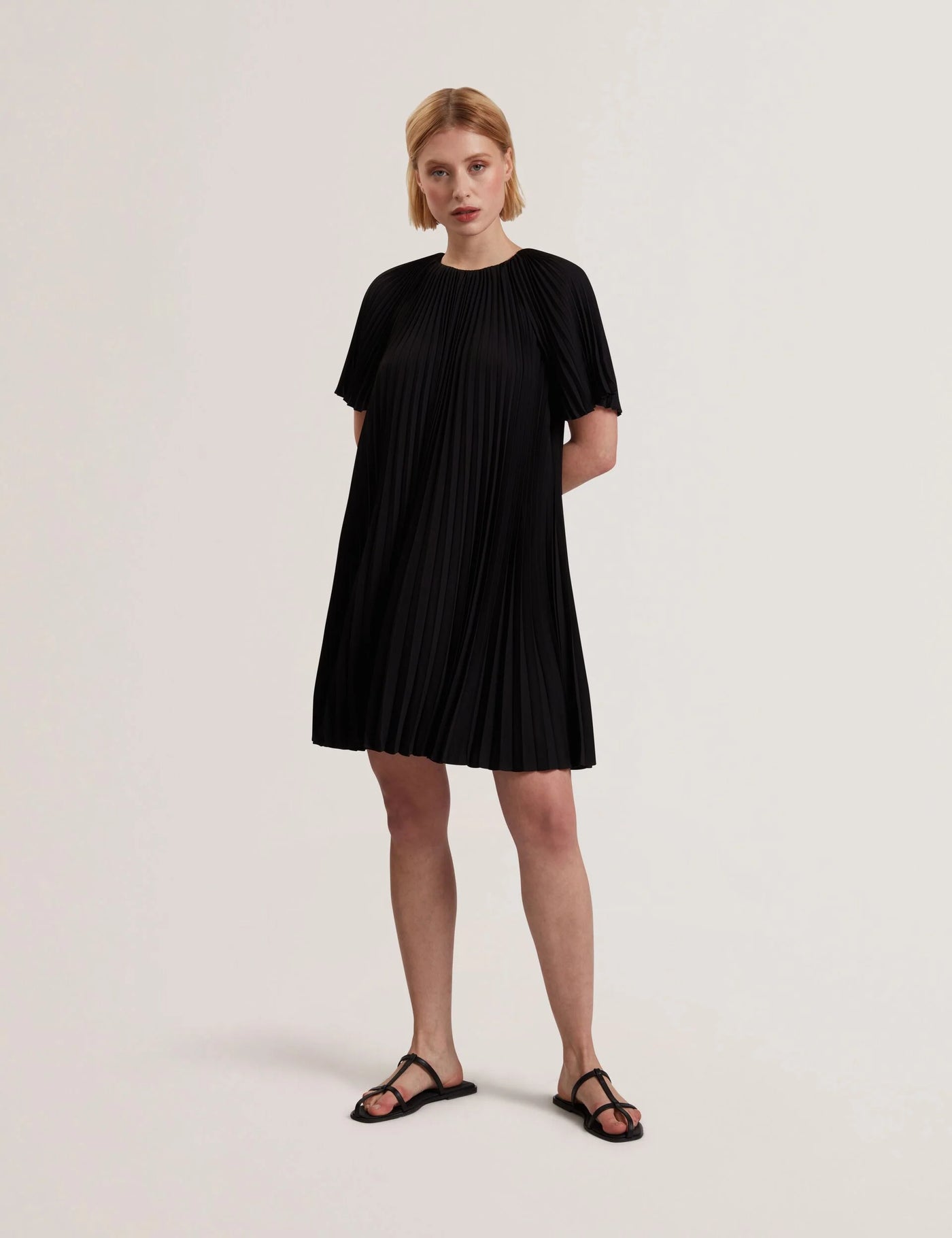 Ted Baker Convala Short Sleeve Pleated Mini Dress | Black